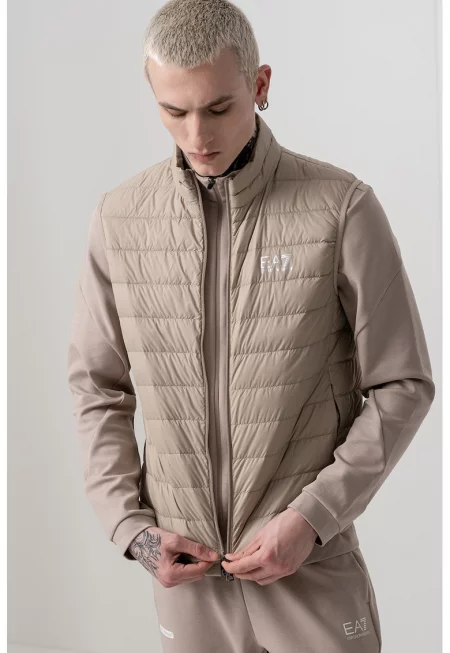 Елек с пухена вата и лого - Бежов