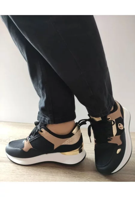 Ежедневни дамски обувки  Wsc250721-1 черни с кафяво - Черен