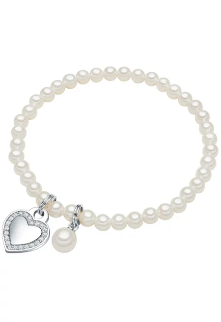 Гривна с перли и циркони - Бял