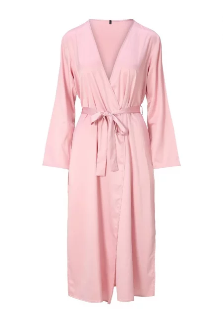 Халат с колан - Розово