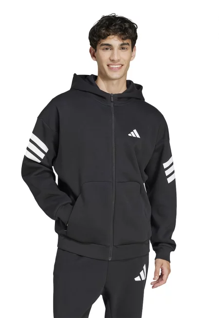 Худи Future Icons с паднали ръкави и цип - Бял/Черен