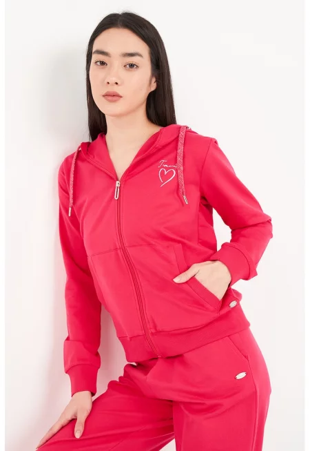 Худи с бляскави елементи - Малина