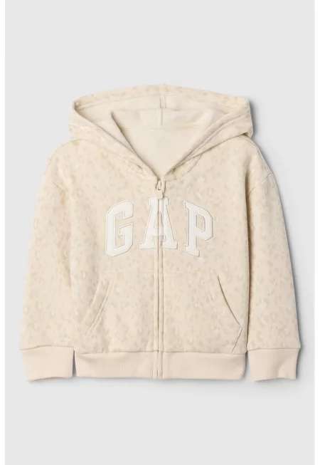 Худи с цип и лого - Крем