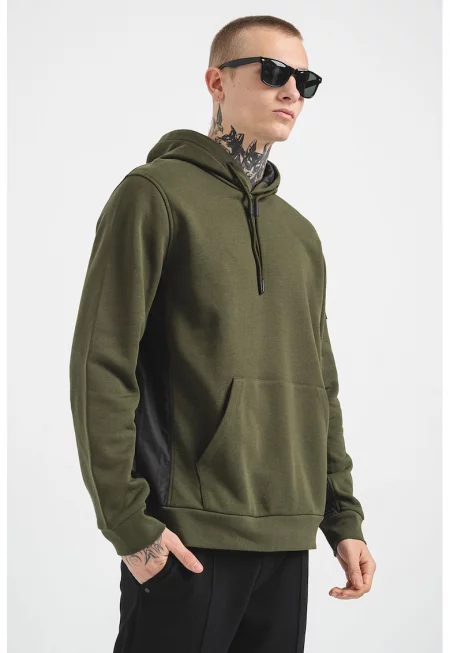 Худи с връзка и джоб кенгуру - Аква зелено