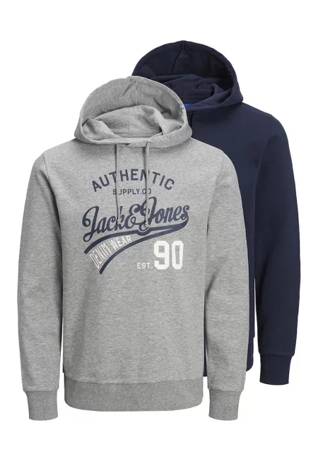 Худита с лого - 2 броя - Бял/Сив меланж/Тъмносин