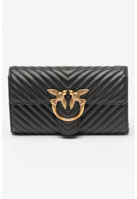 Капитонирана кожена чанта Love One