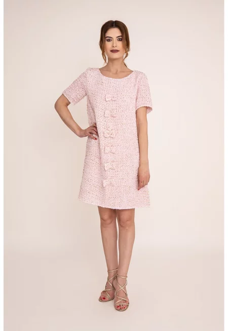 Къса разкроена рокля Amara - Бял/Светлорозов