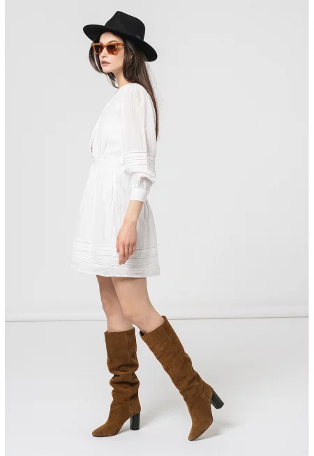 Къса рокля Susi с шпиц - Мръснобял