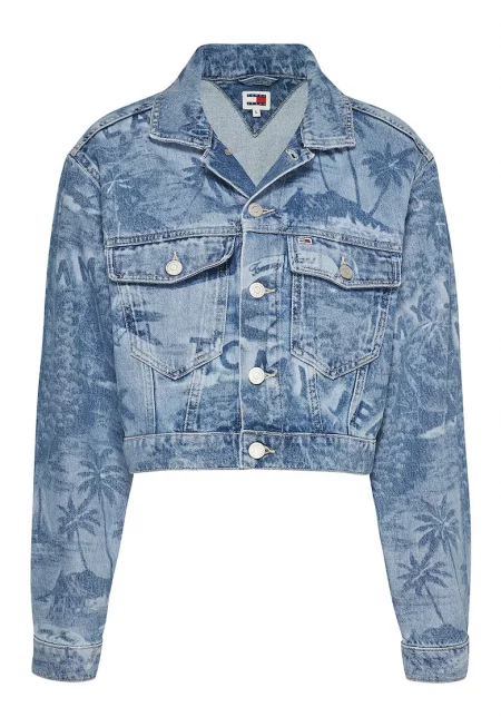 Късо яке от деним с шарка