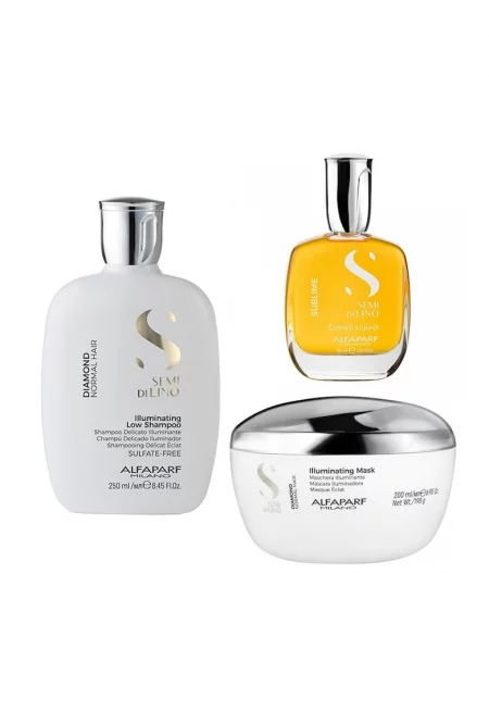 Комплект  Semi Di Lino Diamond Iluminating - Шампоан 250 мл - Маска 200 мл - Серум 50 мл