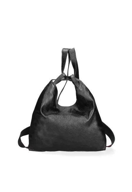 Кожена чанта Хобо Edera - Черен