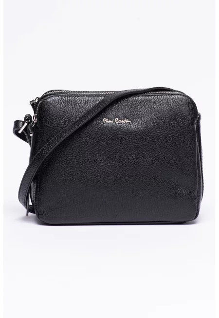 Кожена чанта с 2 отделения - Черен