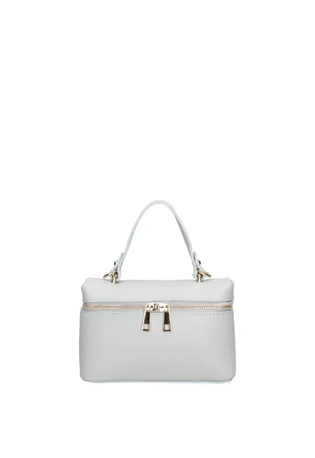 Кожена чанта с отделяща се презрамка - Светлосин