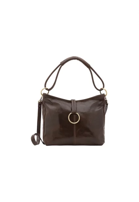 Кожена чанта за рамо - Тъмнокафяв