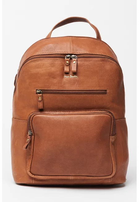 Кожена раница Tilak с преден джоб - Тъмнокафяв