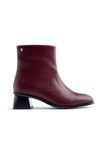 Кожени боти Mackford със сплетен дизайн - Бордо