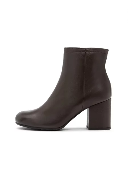Кожени боти с масивен ток - Тъмнокафяв