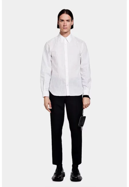 Крепирана риза - стандартна кройка - Бял