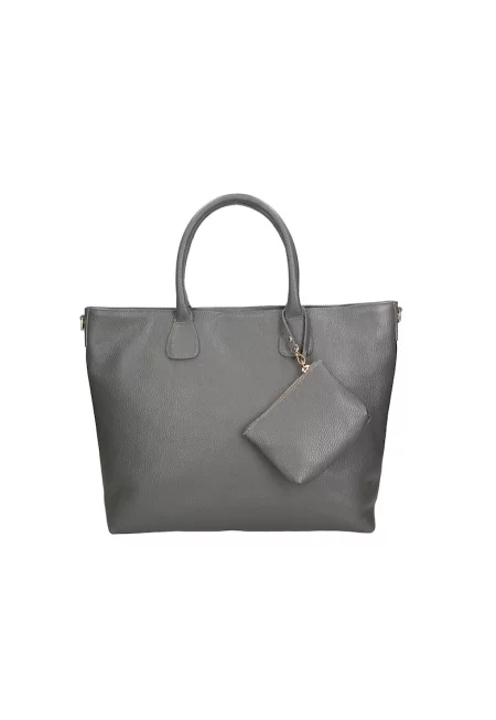 Leather Shopper Bag With Small Pouch