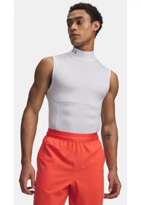 Мъжка тениска  Under Armour UA HG Elite Sleeveless Mock Бяла
