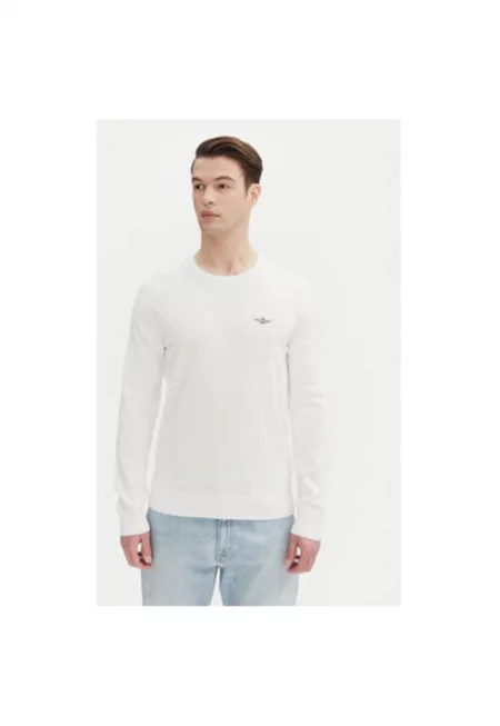 Мъжки пуловер  251MA1502L506 - памук - бял - Бял