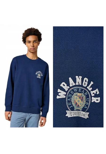 Мъжки суичър -  Crewneck Sweatshirt - Стандартна кройка - Кръгло деколте - Без джобове - Дълъг ръкав - Памук - Без закопчаване - 4XL INTL - Син