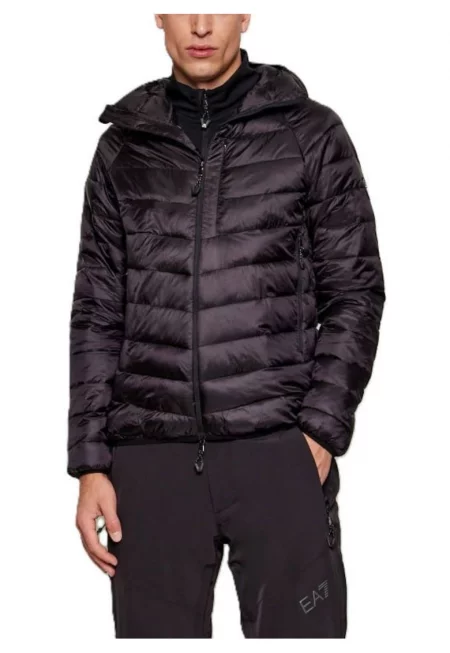 Мъжко яке  SKI M KITZBUHEL LT PADDED HOODIE - полиамид - черно - Черен