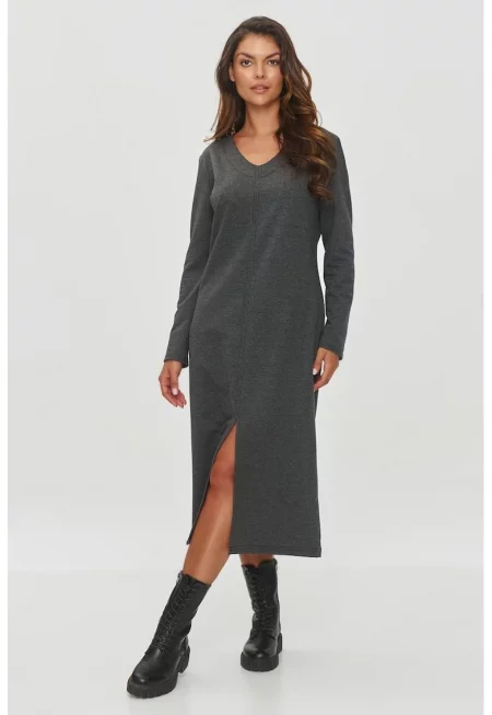 Миди рокля с V-образно деколте