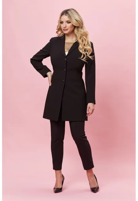 Палто с раздвоен ревер - Черен