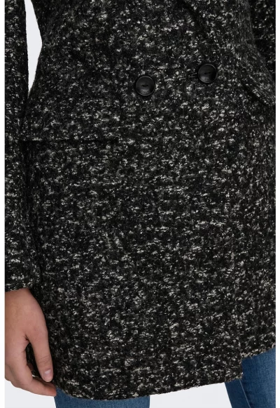 Палто с вълна с джобове с капаче