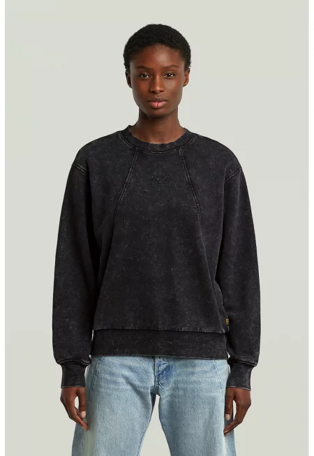 Памучен суитшърт със захабен ефект