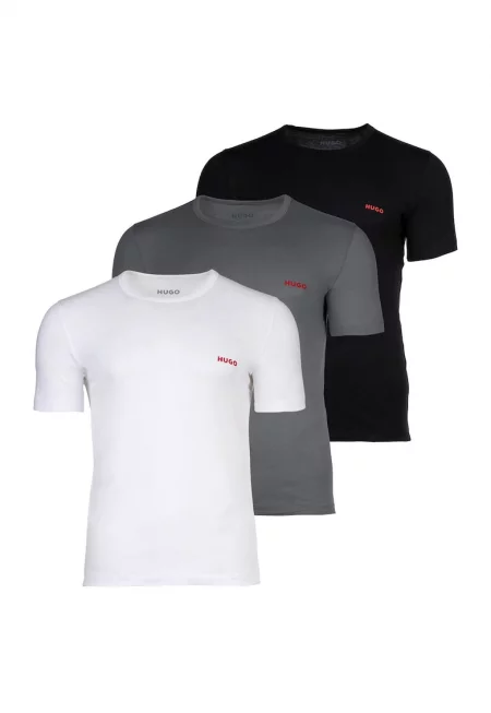 Памучна тениска - 3 броя - Бял/Черен/Сив