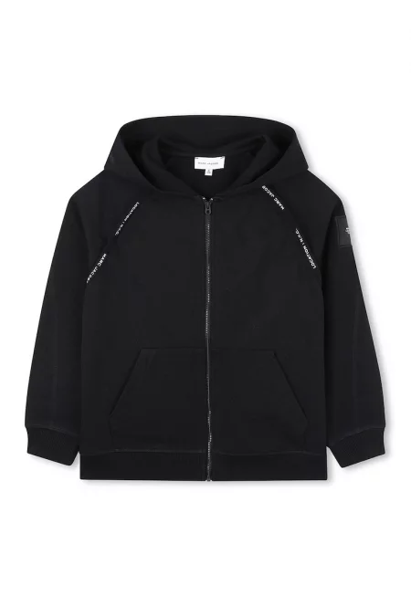Памучно худи с цип - Черен