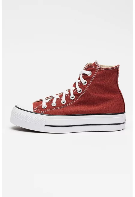 Платнени кецове Chuck Taylor All Star Lift с равна платформа - Керемидено червено