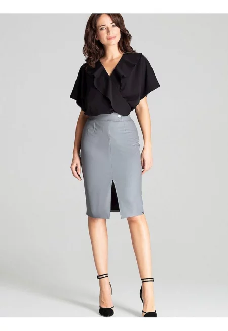 Пола тип молив - Ленитиф - сива - еко кожа - цепка отпред -