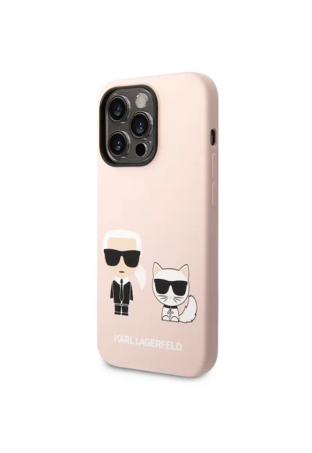 Предпазен калъф  and Choupette течен силикон за iPhone 14 Pro Max - Розов