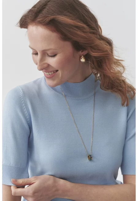 Пуловер със среднодълги ръкави - Пастелносин