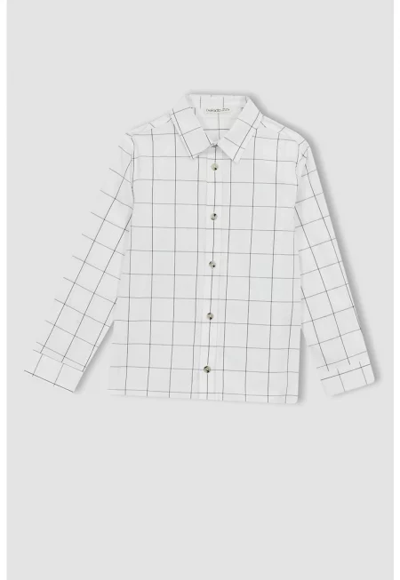 Риза на каре с дълги ръкави
