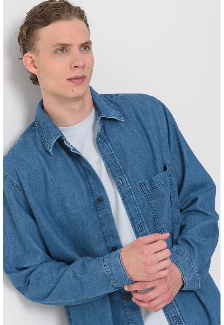 Риза от деним с джоб