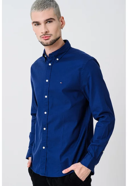 Риза Oxford с памук - Тъмносин