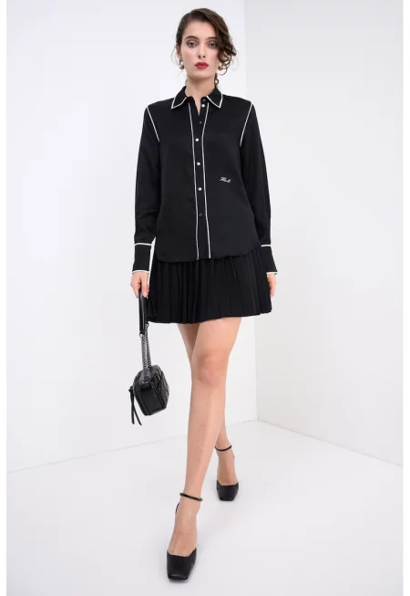 Риза с контрасти - Бял/Черен