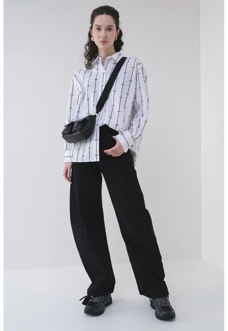 Риза с лого - Черен/Бял