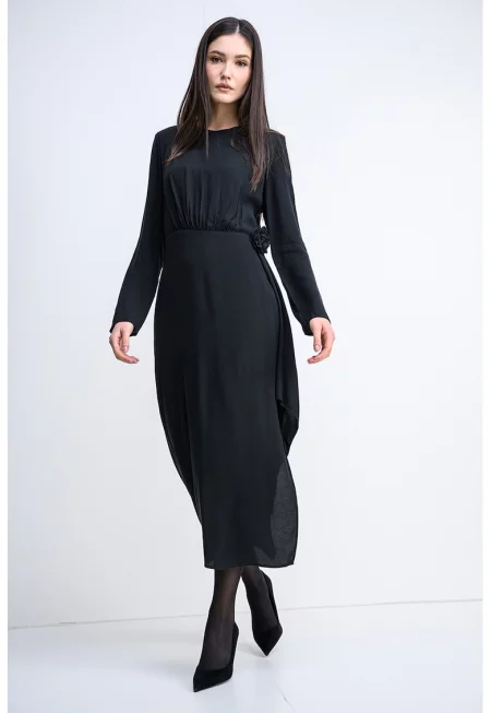 Рокля Kadele с асиметричен подгъв - Черен