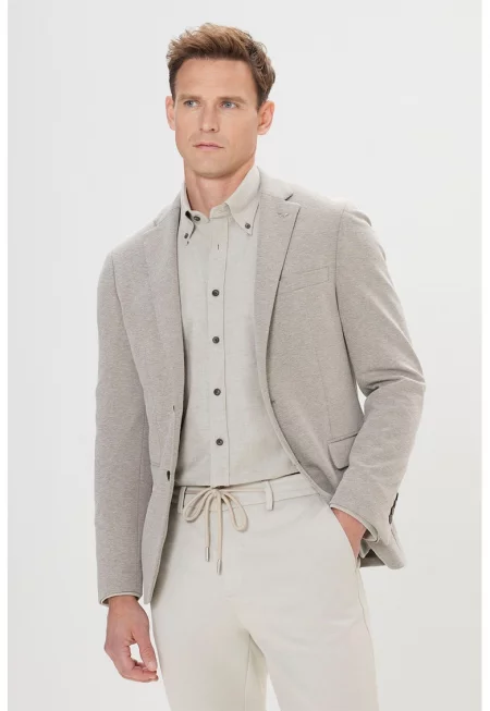 Сако с двойни ревери - Кафяв меланж