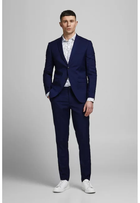 Силно втален официален костюм Franco - Индигово синьо