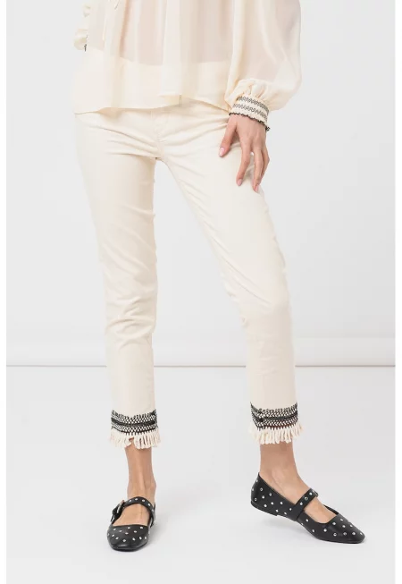 Скъсен панталон без подгъв - Слонова кост