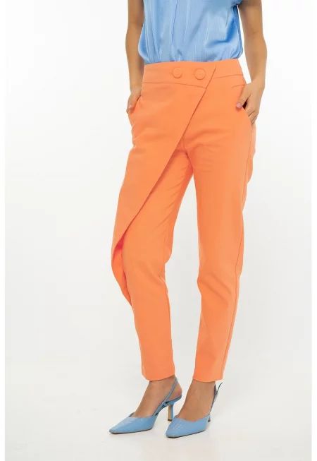 Скъсен панталон Vanessa със застъпен дизайн - Оранжев