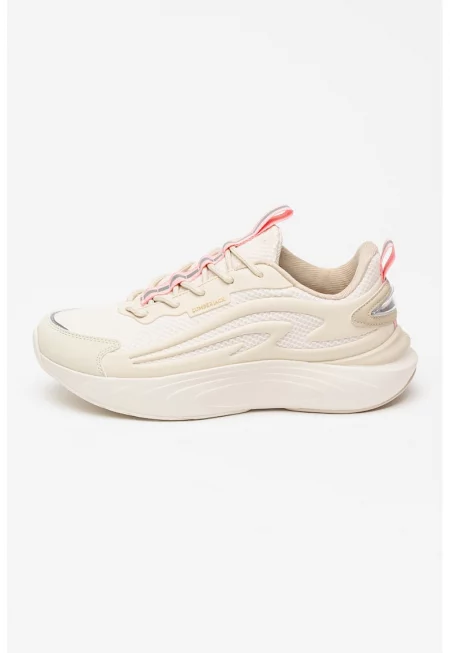 Скосени мрежести спортни обувки - Розово/Крем