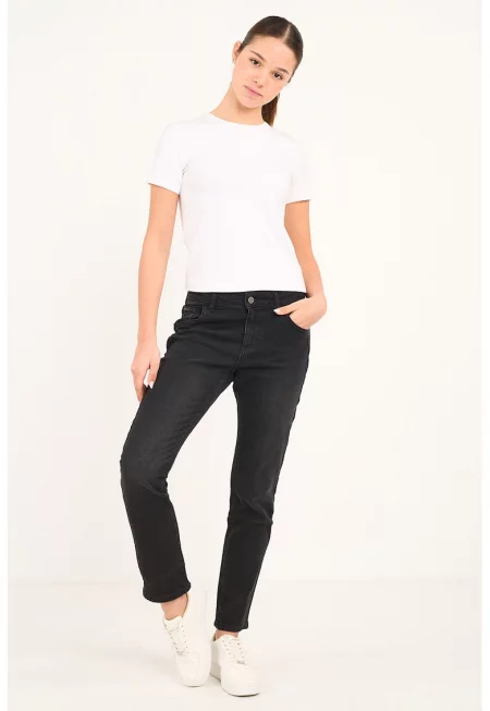 Слим дънки над глезена - Антрацитно сиво