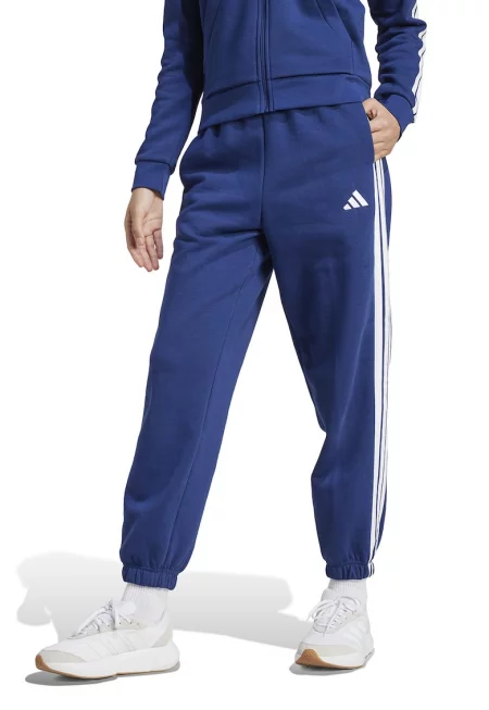 Спортен панталон с висока талия и връзка - Бял/Тъмносин